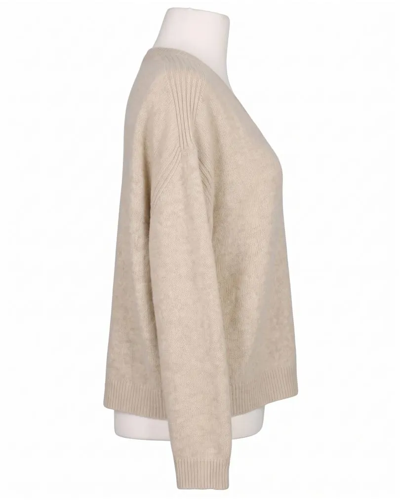 Pullover V-Ausschnitt in  beige von Made in Italy (Bild 2)