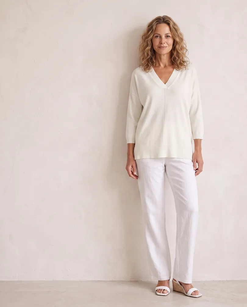 Pullover V-Ausschnitt in  creme von sevenday (Bild 5)