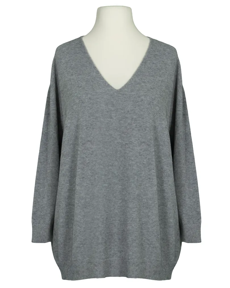 Pullover V-Ausschnitt in grau von Made in Italy