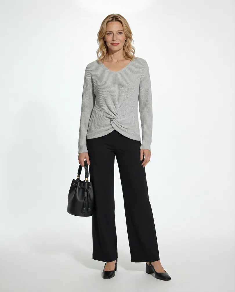 Pullover V-Ausschnitt in  grau von Made in Italy (Bild 3)