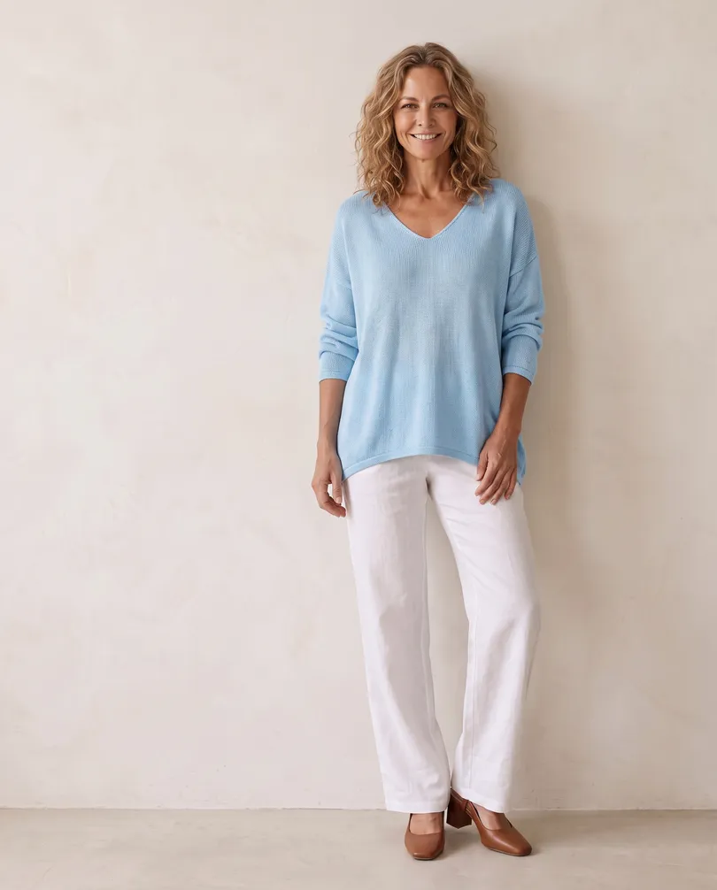 Pullover V-Ausschnitt in  hellblau von Selected Touch (Bild 5)