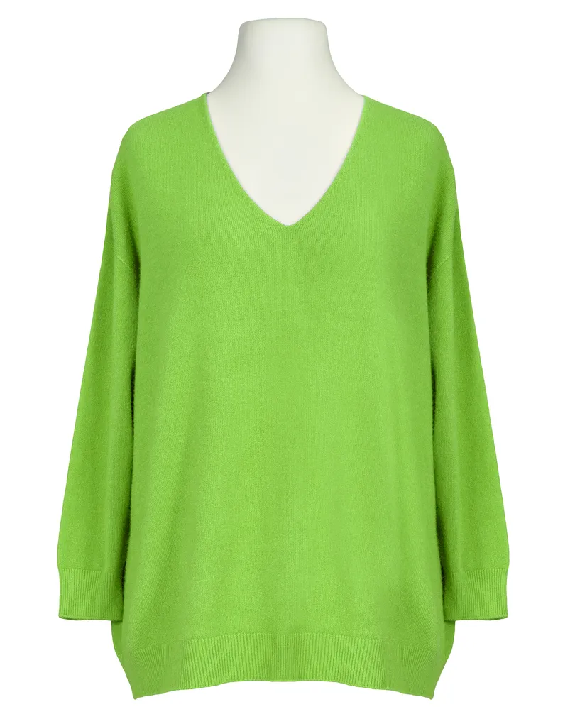 Pullover V-Ausschnitt in hellgr�n von Made in Italy