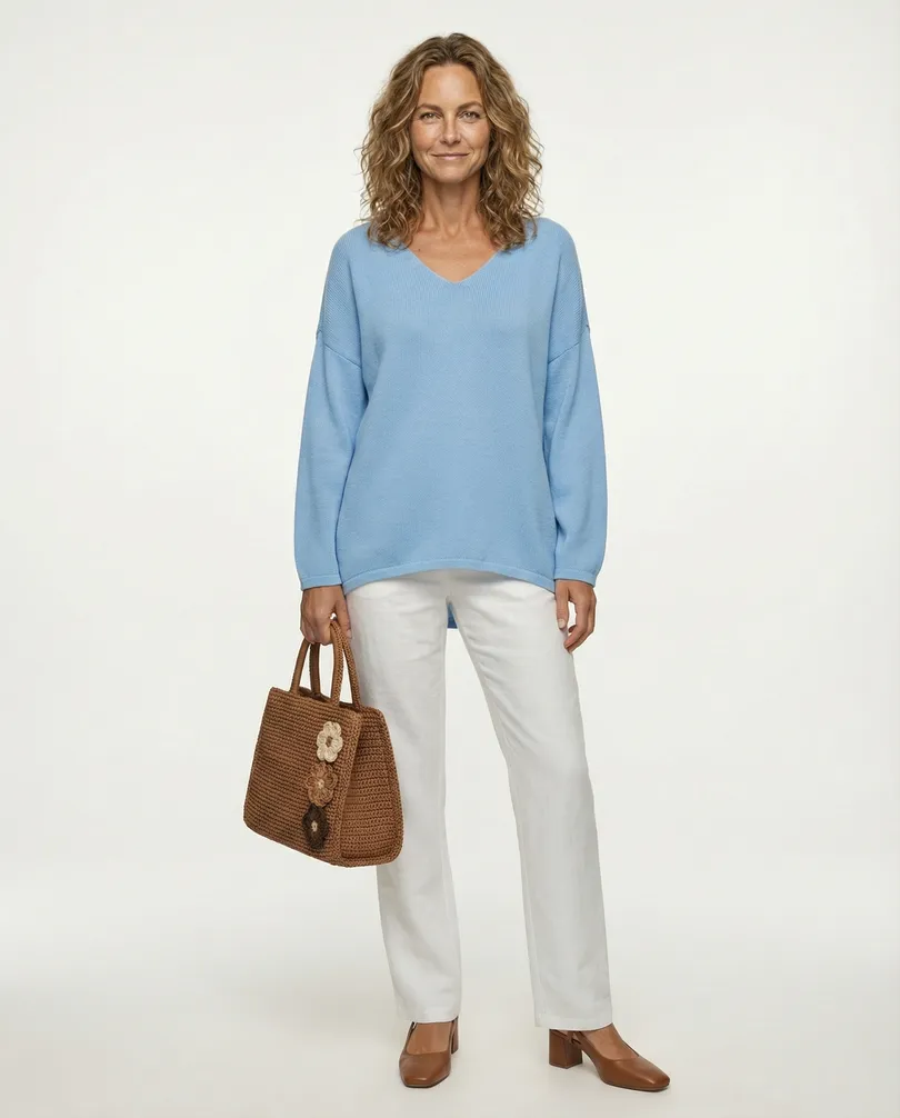 Pullover V-Ausschnitt in  himmelblau von Selected Touch (Bild 3)