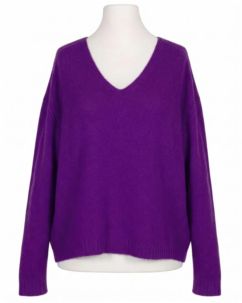 Pullover V-Ausschnitt in  lila von Made in Italy (Bild 1)