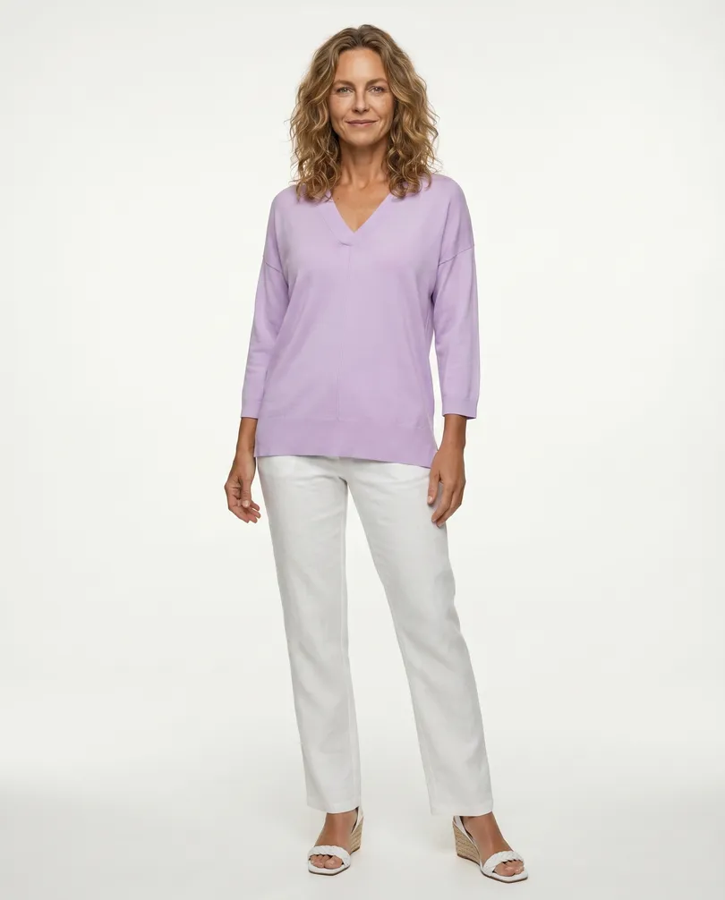 Pullover V-Ausschnitt in  lila von sevenday (Bild 3)