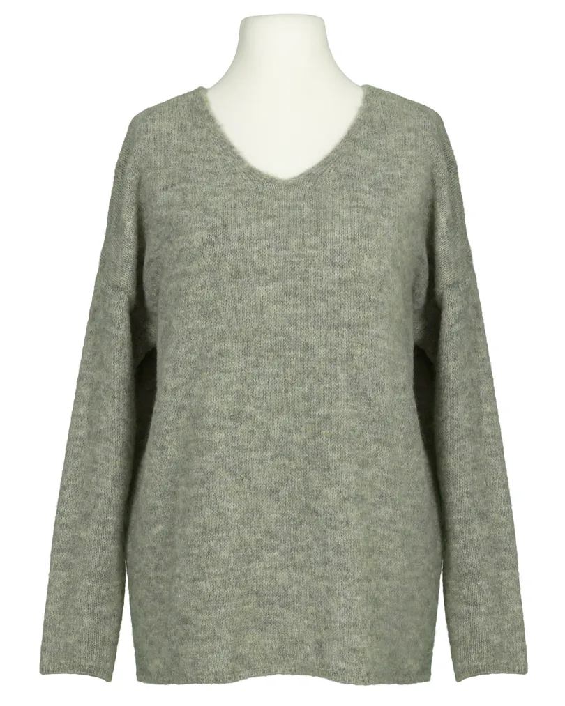 Pullover V-Ausschnitt in  oliv von Made in Italy (Bild 1)