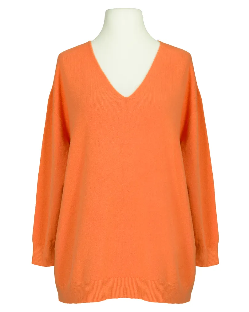 Pullover V-Ausschnitt in orange von Made in Italy