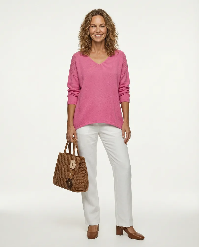 Pullover V-Ausschnitt in  pink von Selected Touch (Bild 3)