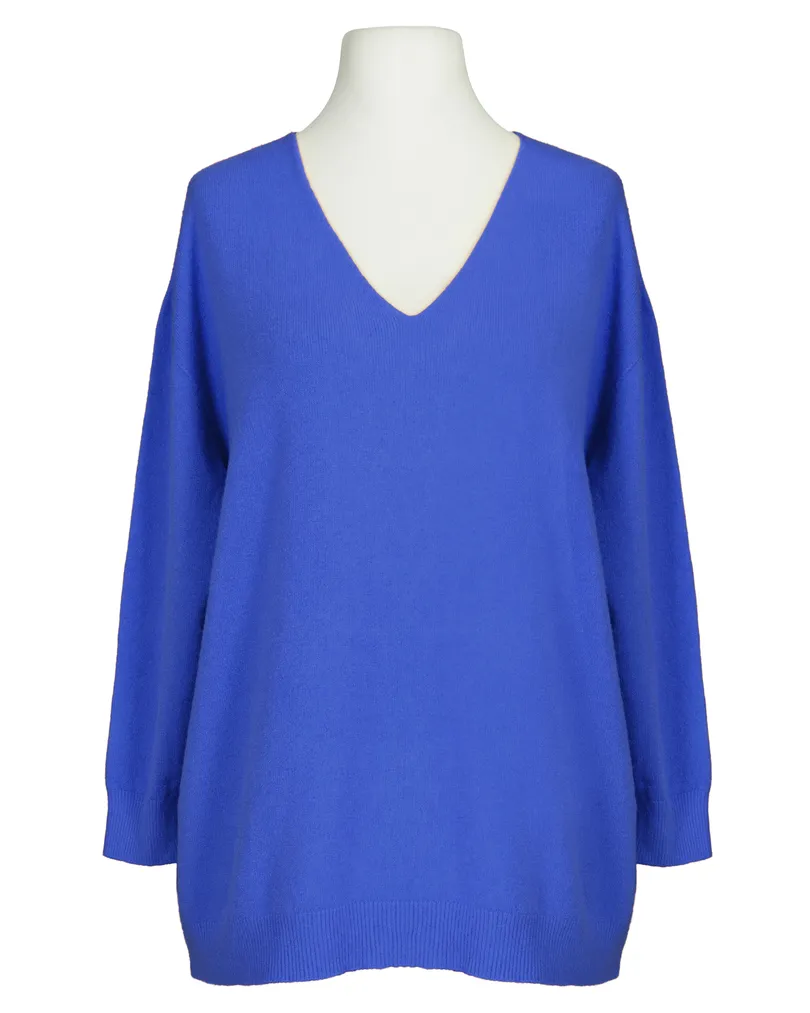 Pullover V-Ausschnitt in royalblau von Made in Italy