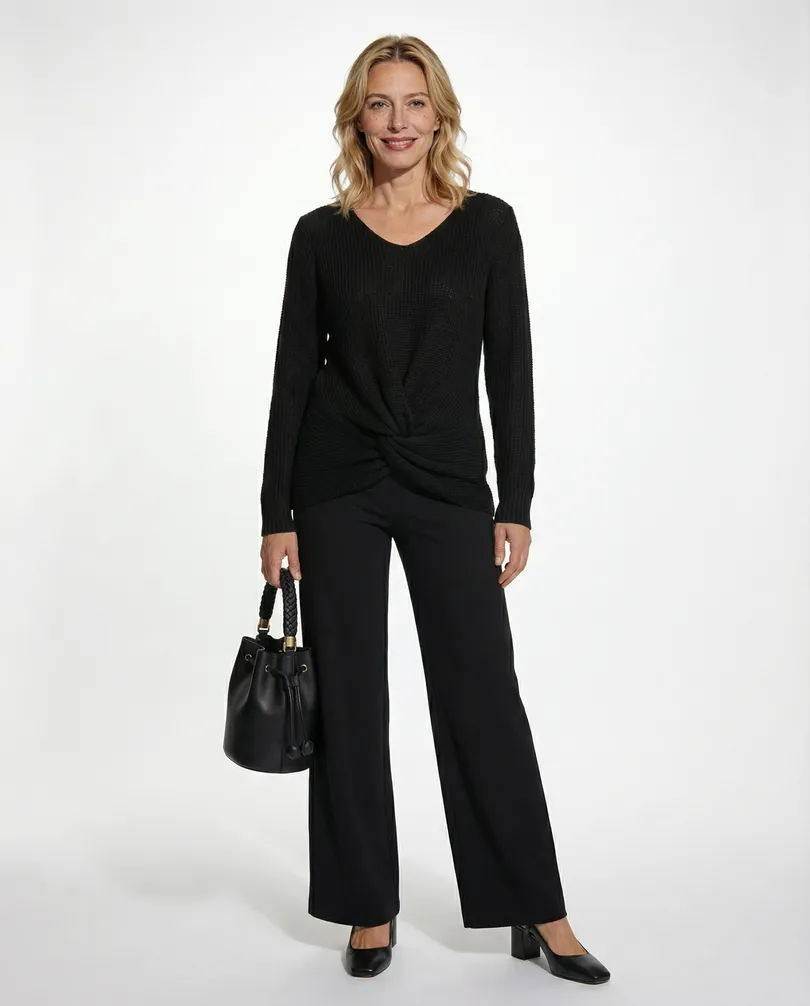 Pullover V-Ausschnitt in  schwarz von Made in Italy (Bild 3)