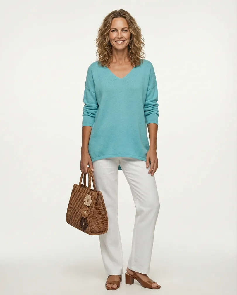 Pullover V-Ausschnitt in  t�rkis von Selected Touch (Bild 3)