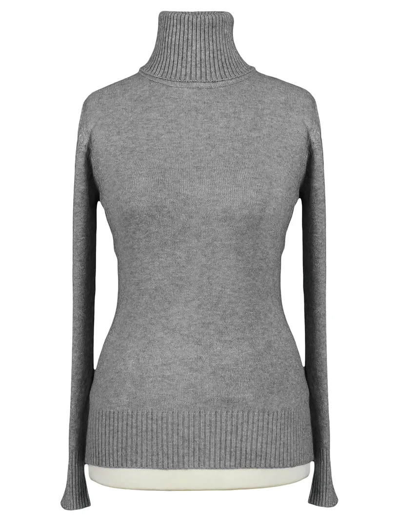 Rollkragenpullover in grau von Beauty Women