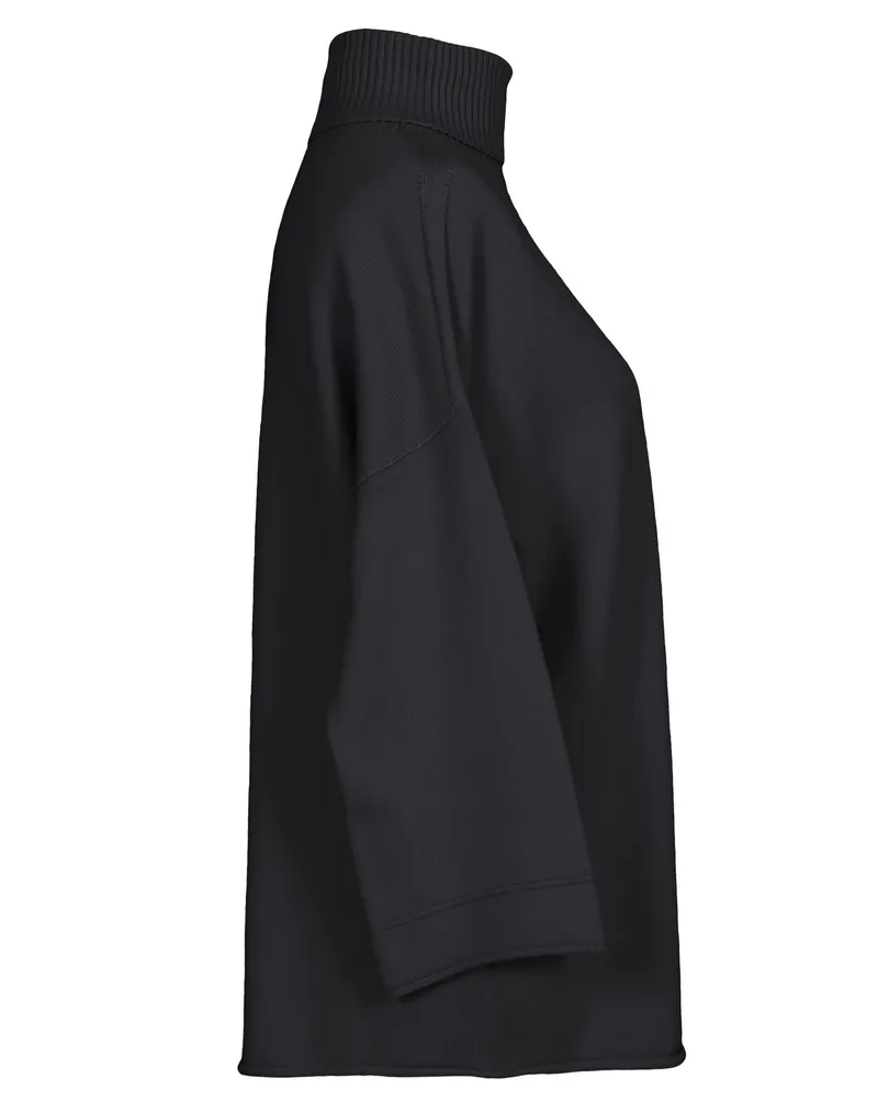 Rollkragenpullover Kastenform in  schwarz von Made in Italy (Bild 2)