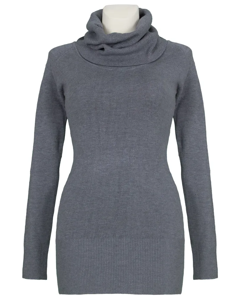 Rollkragenpullover mit Cashmere in grau von Moda Italia