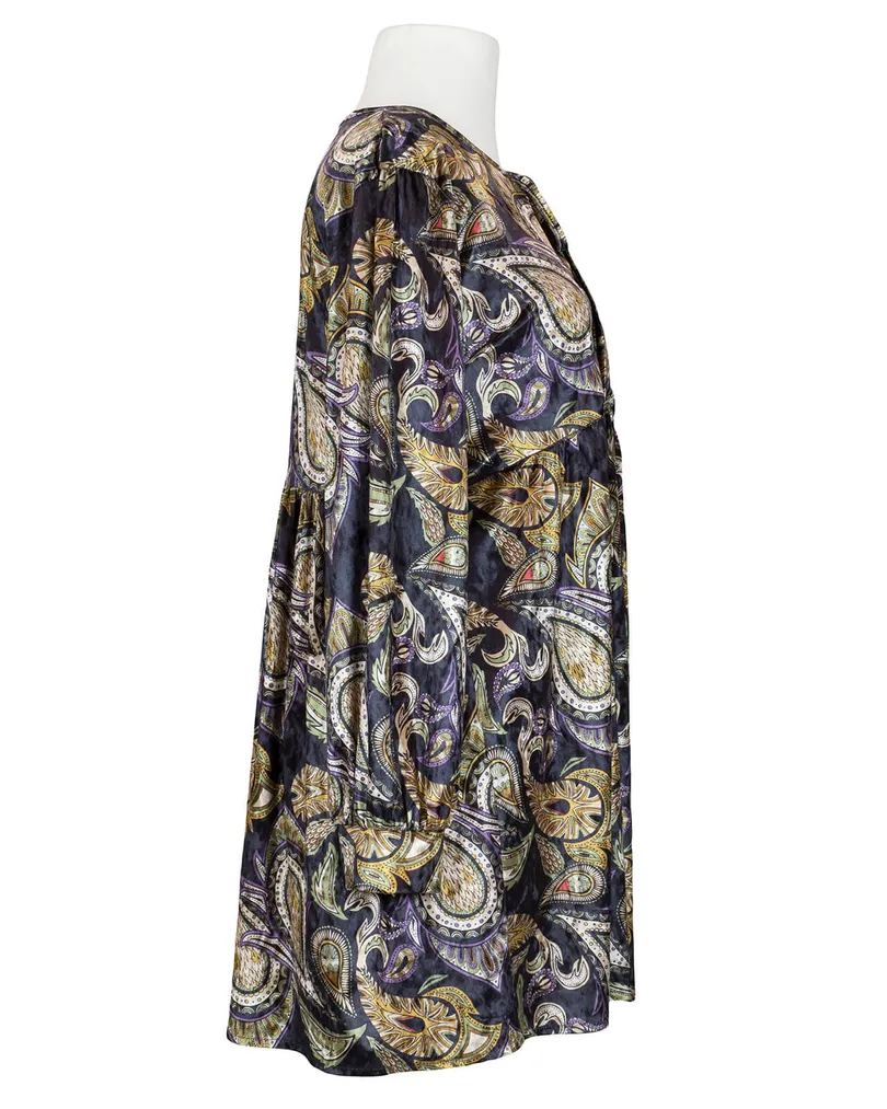 Samttunika mit Print in  schwarz von Blu Royal (Bild 2)