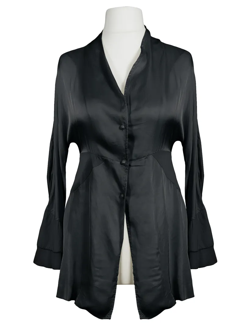 Satinbluse mit Seide in  schwarz von Made in Italy (Bild 1)