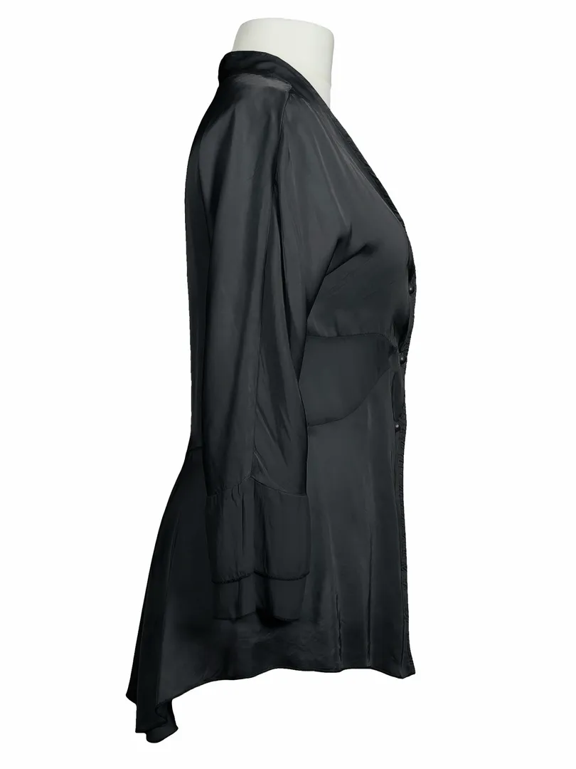 Satinbluse mit Seide in  schwarz von Made in Italy (Bild 2)