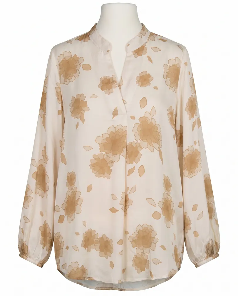 Satinbluse Floral in creme-beige von Made in Italy
