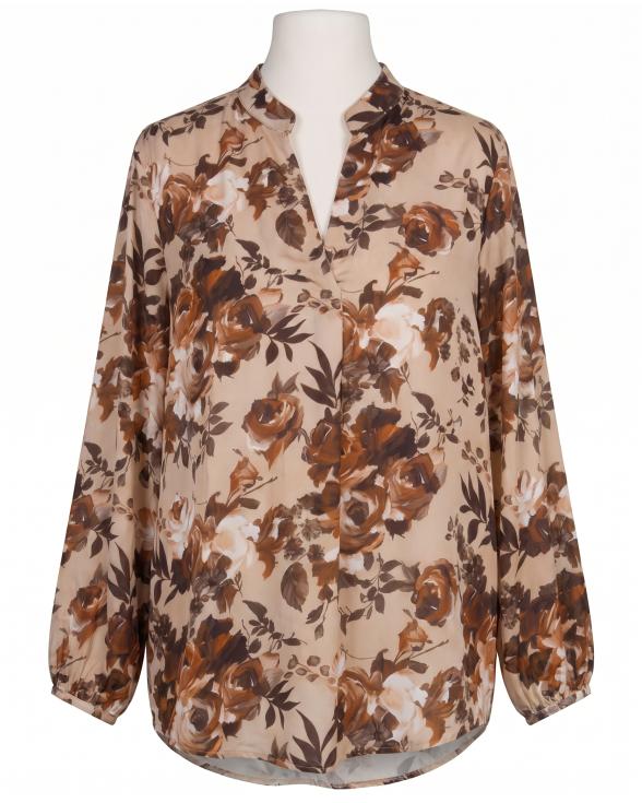 Satinbluse mit Seide Floral in braun von Made in Italy