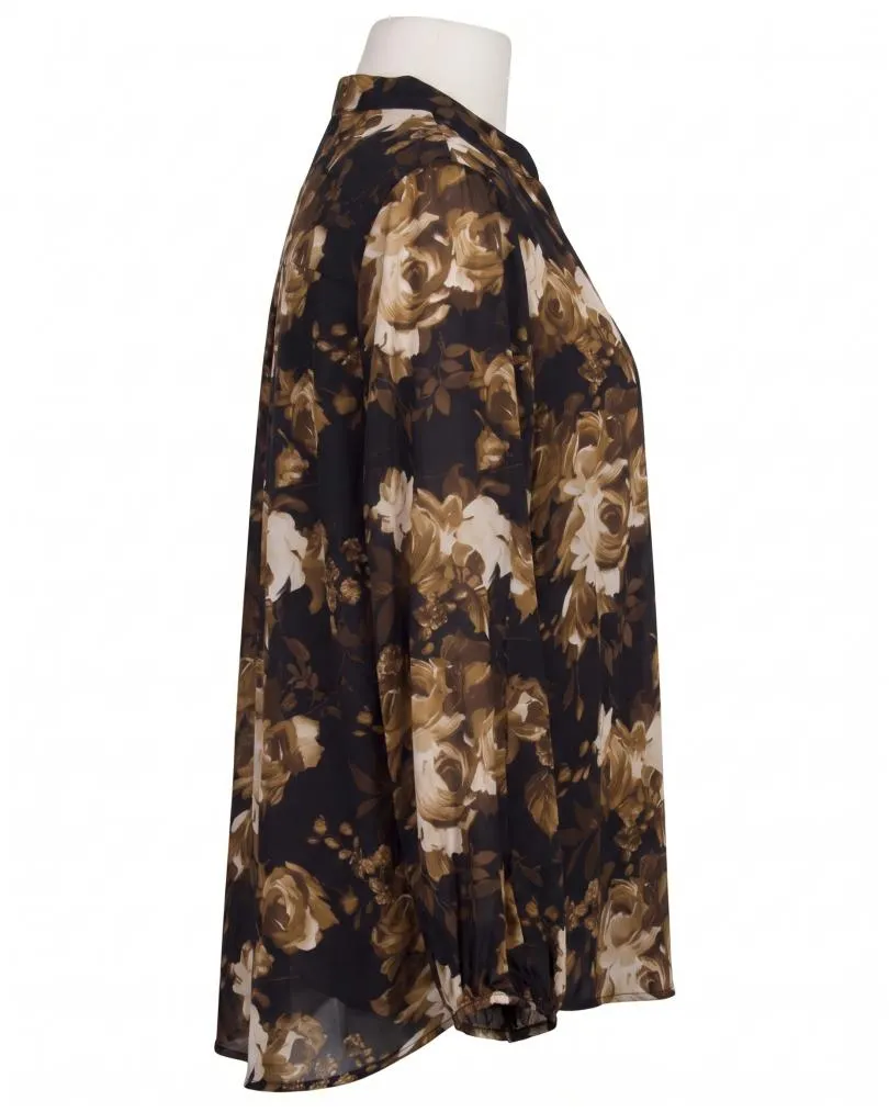 Satinbluse mit Seide Floral in  schwarz von Made in Italy (Bild 2)