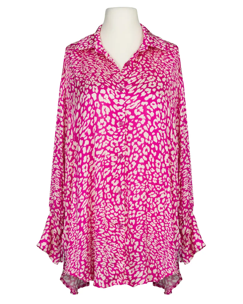 Satinbluse mit Seide Leo Print in  pink von Made in Italy (Bild 1)