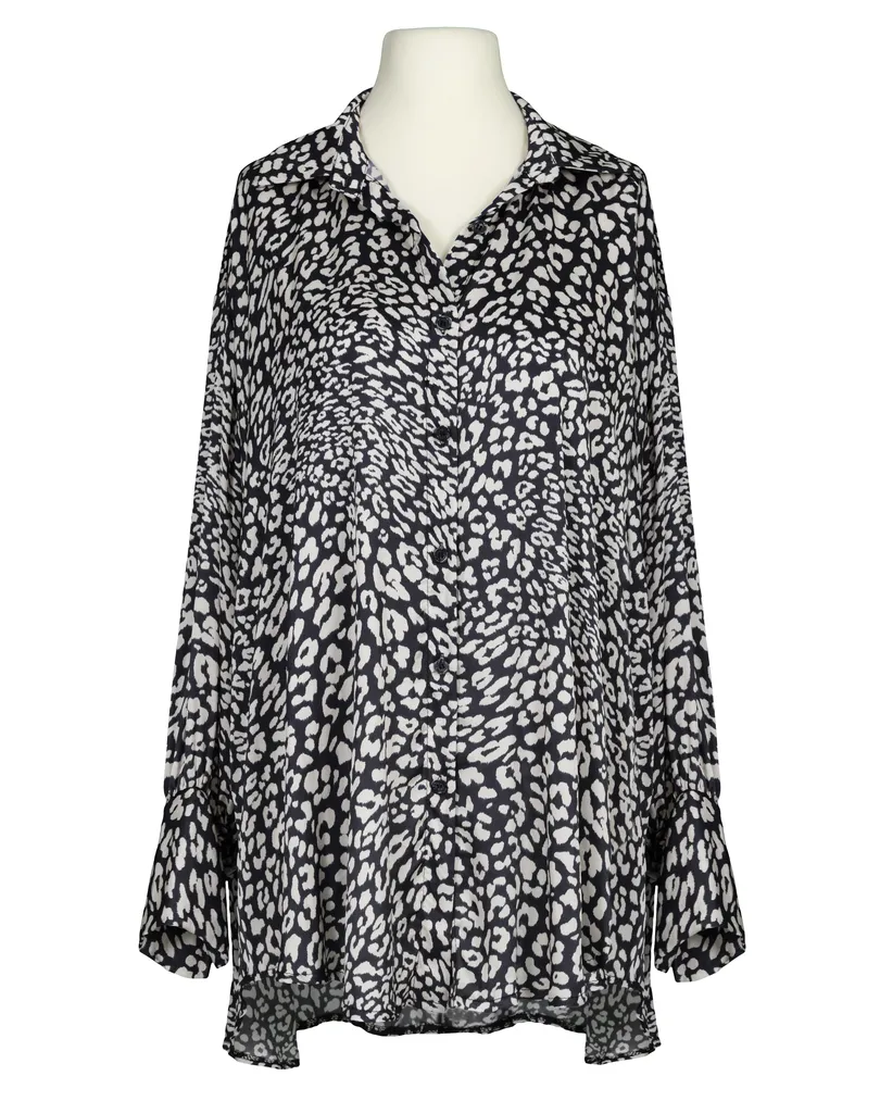 Satinbluse mit Seide Leo Print in  schwarz von Made in Italy (Bild 1)