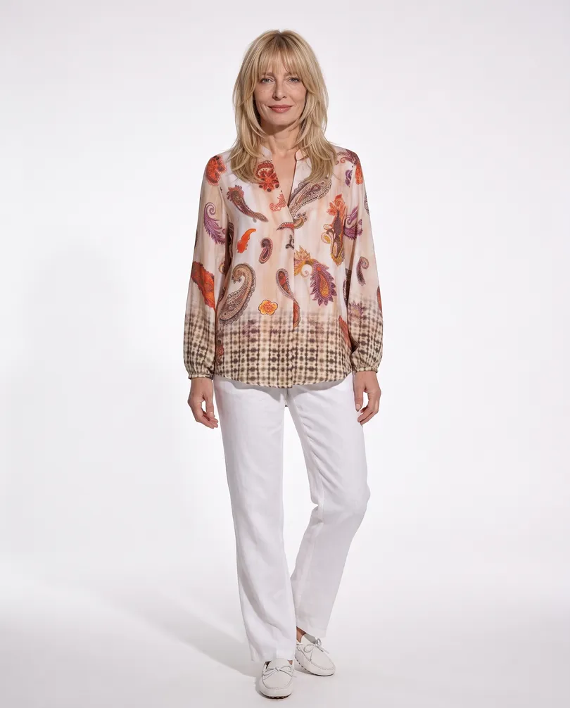 Satinbluse Paisleymuster in  beige von Sarah (Bild 3)