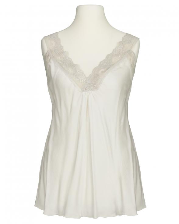 Satintop mit Spitze in beige von Made in Italy