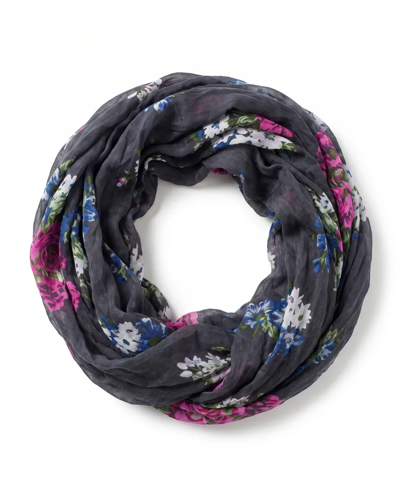 Schlauchtuch mit Bl�ten in  anthrazit von fashion made in italy (Bild 1)