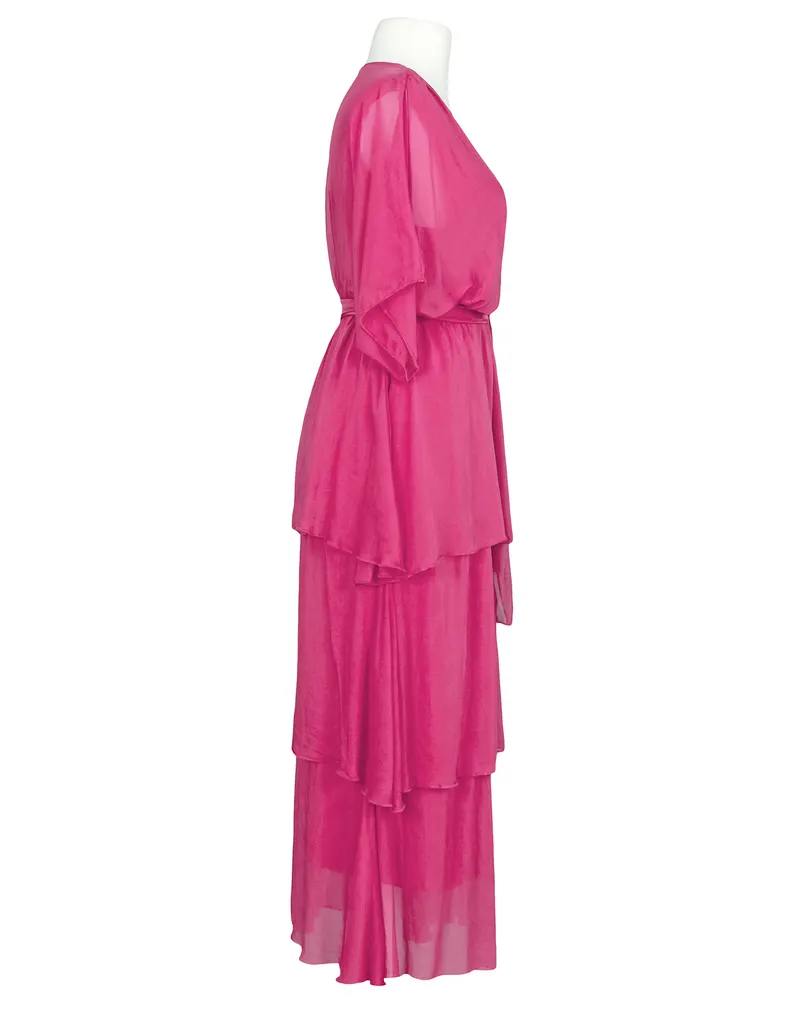 Seidenkleid mit Volant in  pink von Made in Italy (Bild 2)