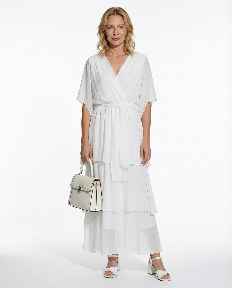 Seidenkleid mit Volant in  wei� von Made in Italy (Bild 3)
