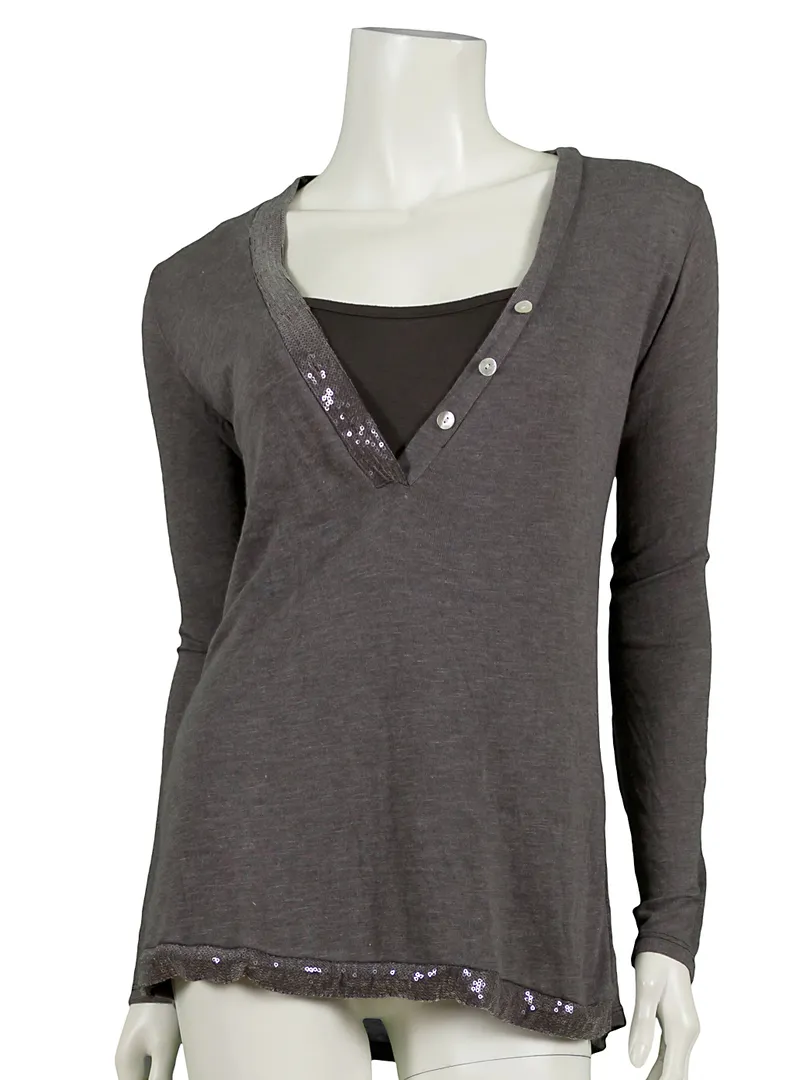 Shirt mit Pailletten 2-tlg. in  braun von Diana (Bild 1)