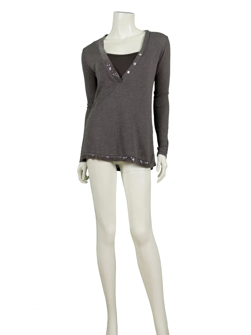 Shirt mit Pailletten 2-tlg. in  braun von Diana (Bild 2)