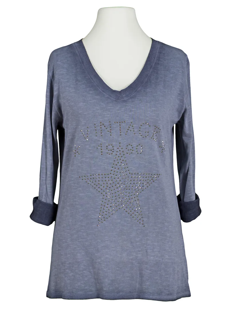 Longsleeve mit Print in blau von Andromede Paris
