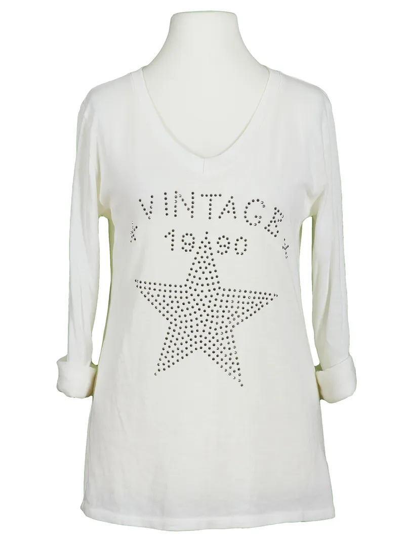 Longsleeve mit Print in  ecru von Andromede Paris (Bild 1)