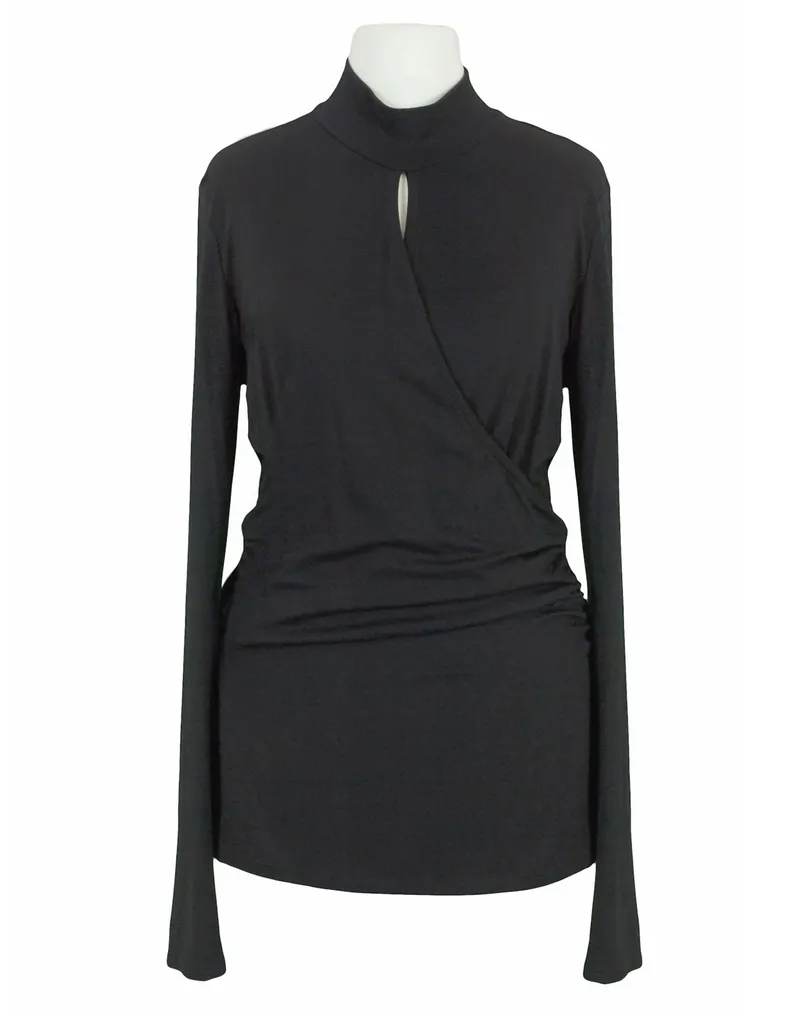 Shirt Wickeloptik in  schwarz von S-twelve (Bild 1)