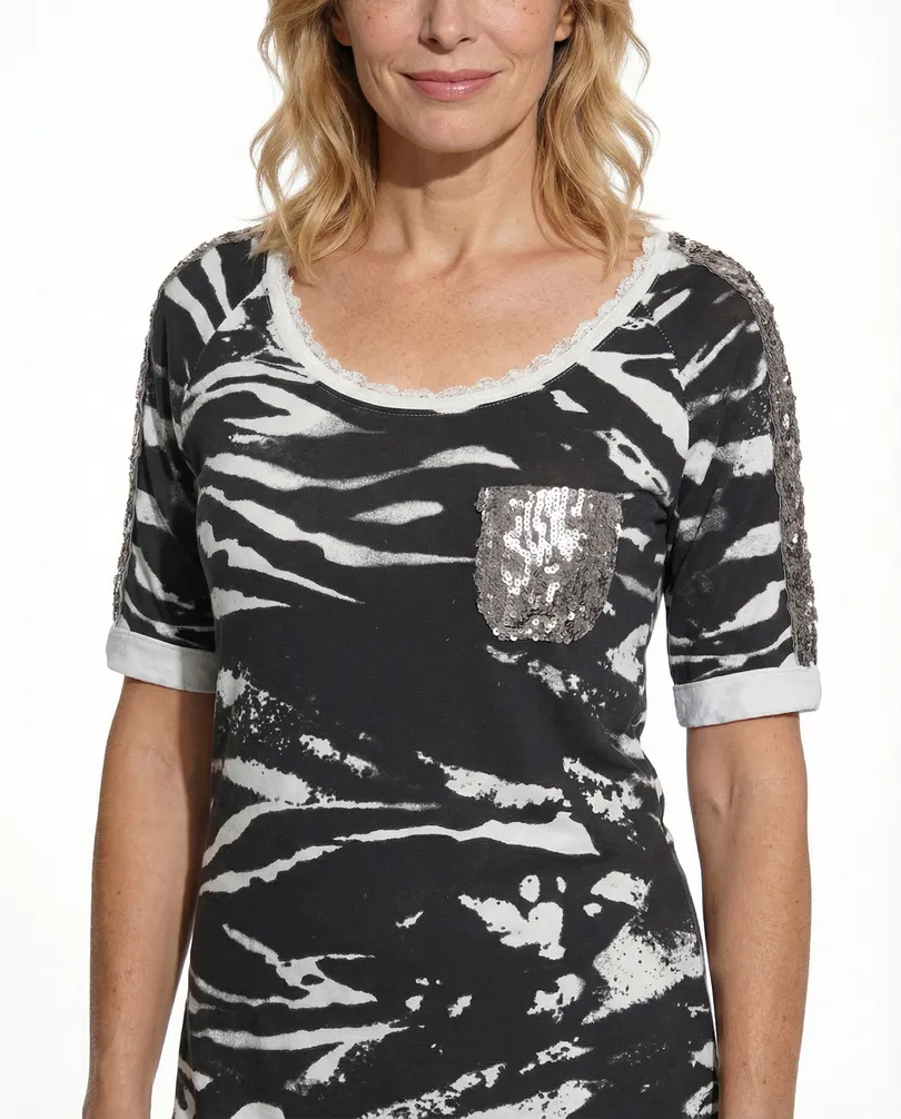 Shirt Zebra Look in  schwarz von Farfalla (Bild 4)