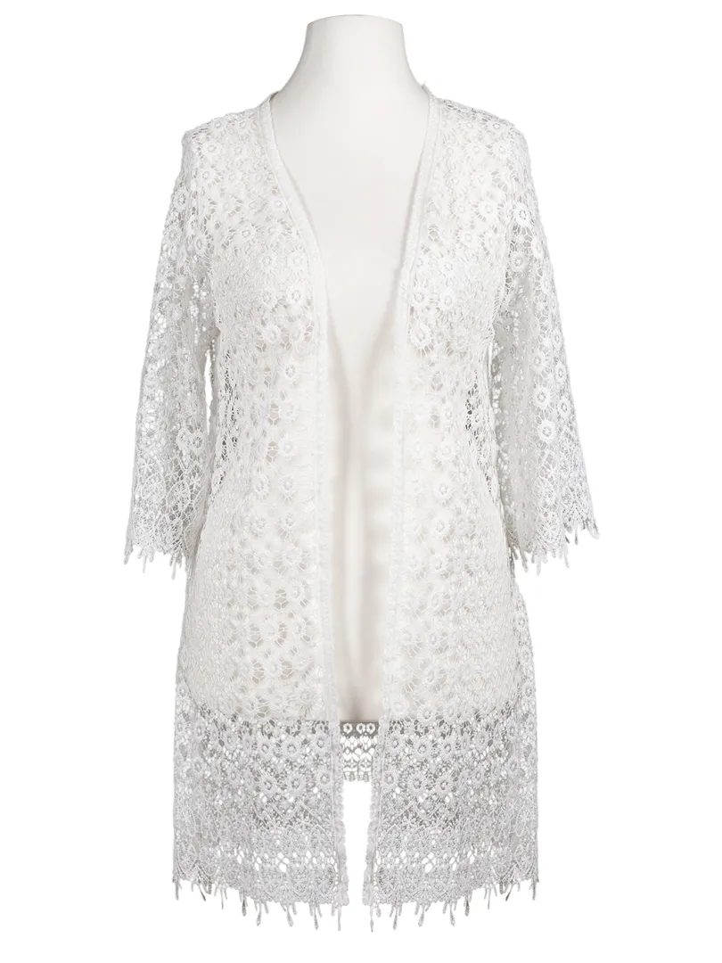 Spitzen Cardigan mit Seide in  wei� von Spaziodonna (Bild 1)