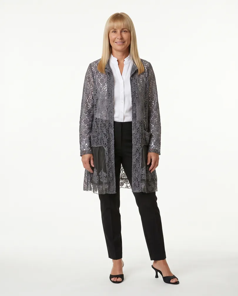 Spitzenjacke mit Seide in  grau von Manga (Bild 4)