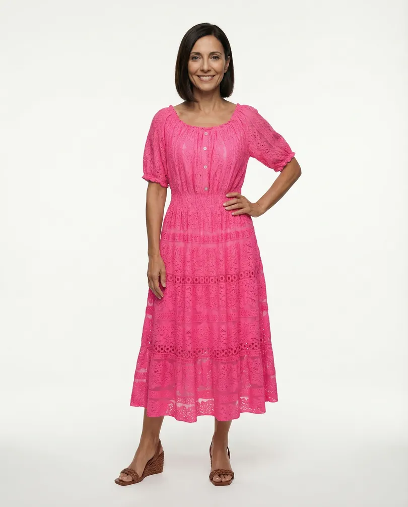 Spitzenkleid Baumwolle in  pink von H. Trend (Bild 3)