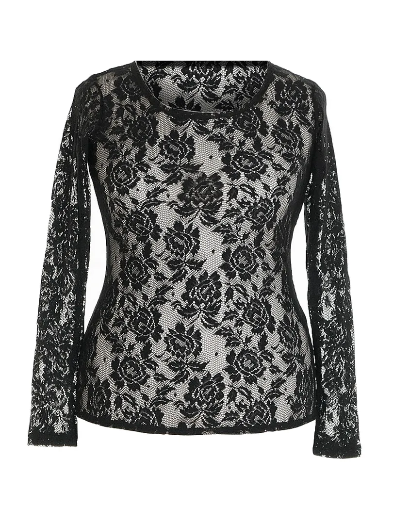 Spitzenshirt in schwarz von FASHION