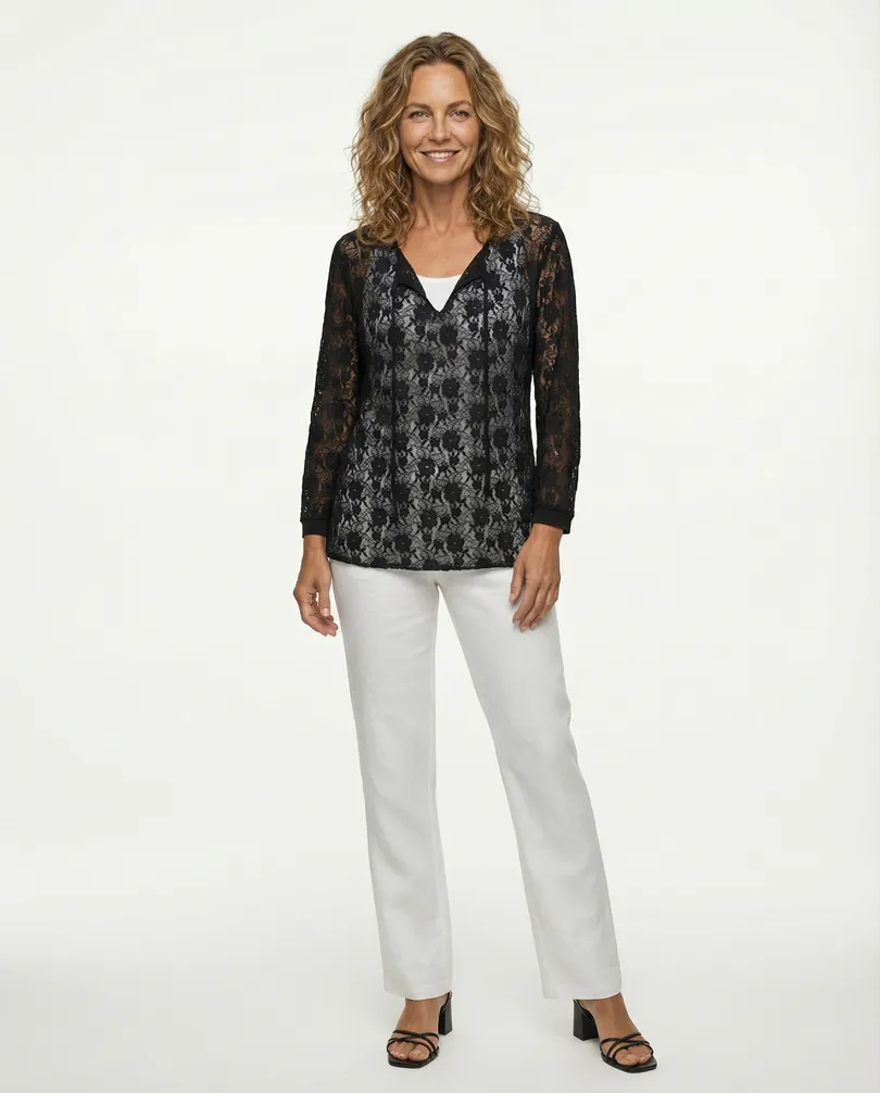 Spitzenshirt Floral in  schwarz von RESTART (Bild 2)