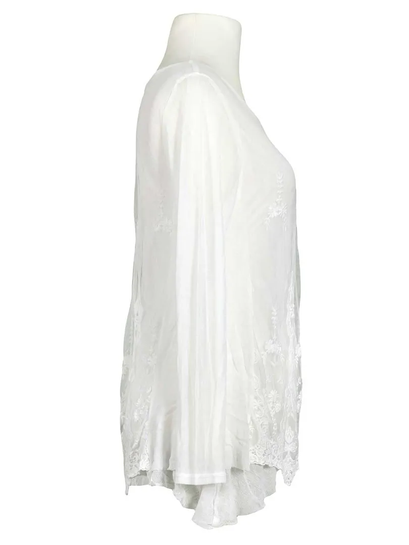 Spitzenshirt mit Seide in  wei� von Spaziodonna (Bild 2)