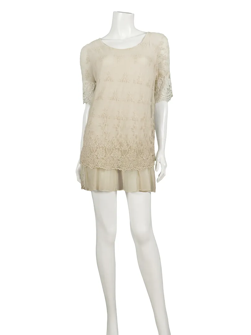 Spitzentunika mit Seide in  beige von Spaziodonna (Bild 2)