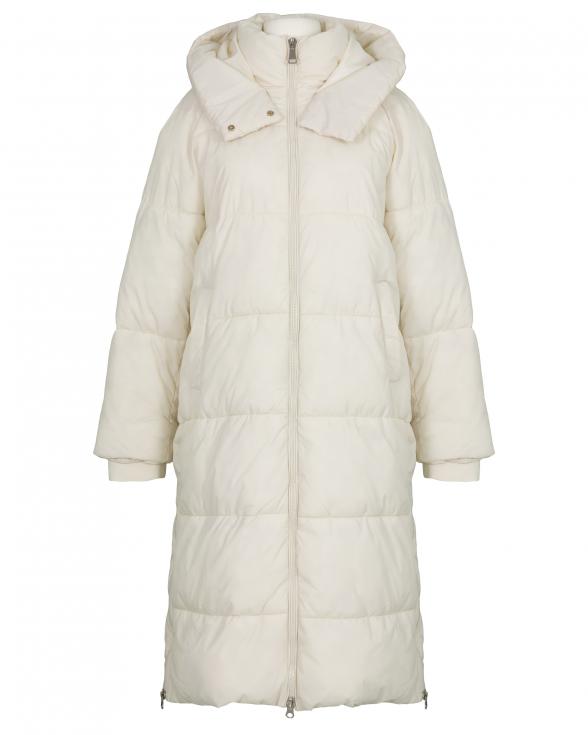 Steppmantel mit Kapuze in ecru von Made in Italy