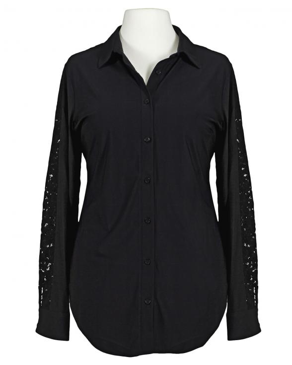 Jersey Bluse mit Spitze in schwarz von Esvivid