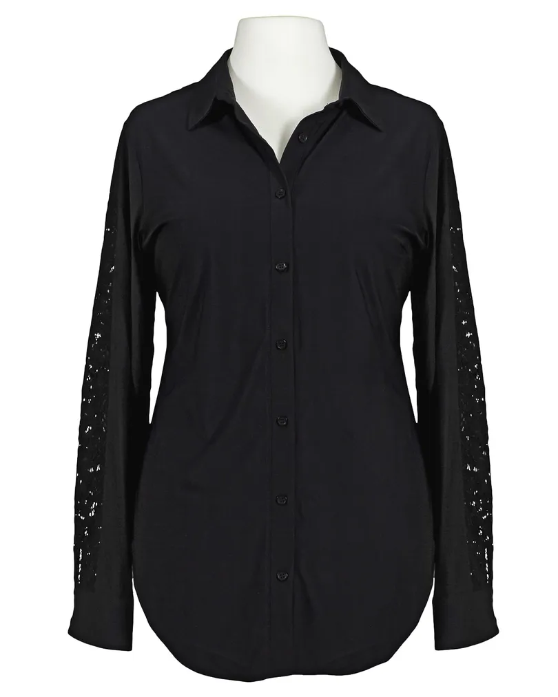 Jersey Bluse mit Spitze in  schwarz von Esvivid (Bild 1)