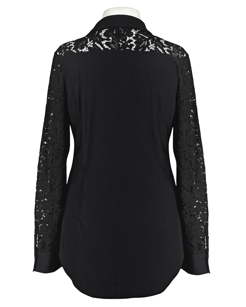 Jersey Bluse mit Spitze in  schwarz von Esvivid (Bild 2)