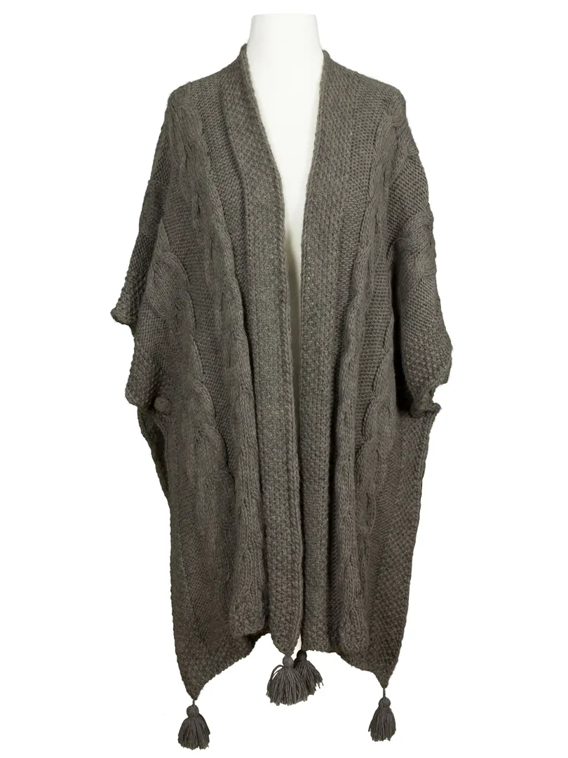 Strick Cape mit Quasten in braun von Montan