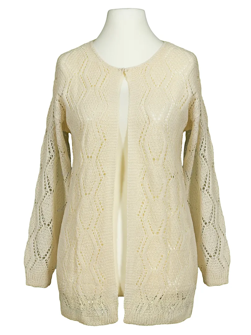 Strickjacke Ajourmuster in beige von LAETITIA MEM